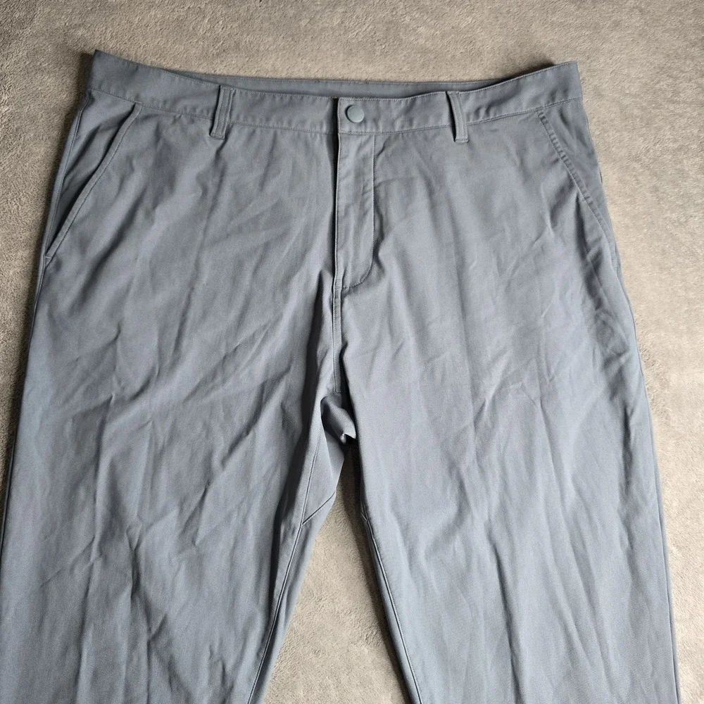 Rhone Commuter Classic Pants Mens 38x32 Gray Blue Slim Fit Straight  Zip Pocket